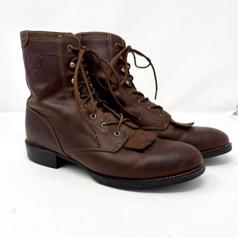 Ariat Heritage Lacer Boots Women's 7.5 Brown Leather Kiltie Fringe Paddock VGUC